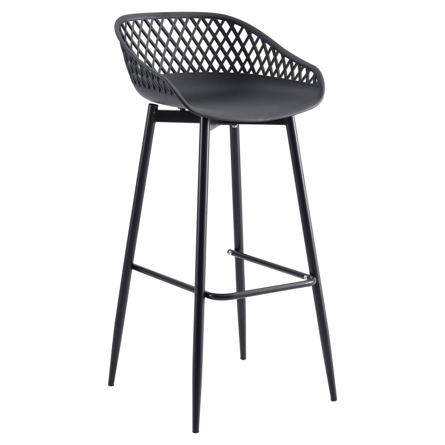 BAR STOOL HM8686.12 BLACK POLYPROPYLENE AND BLACK METAL LEGS 45x45x97Hcm. image 1