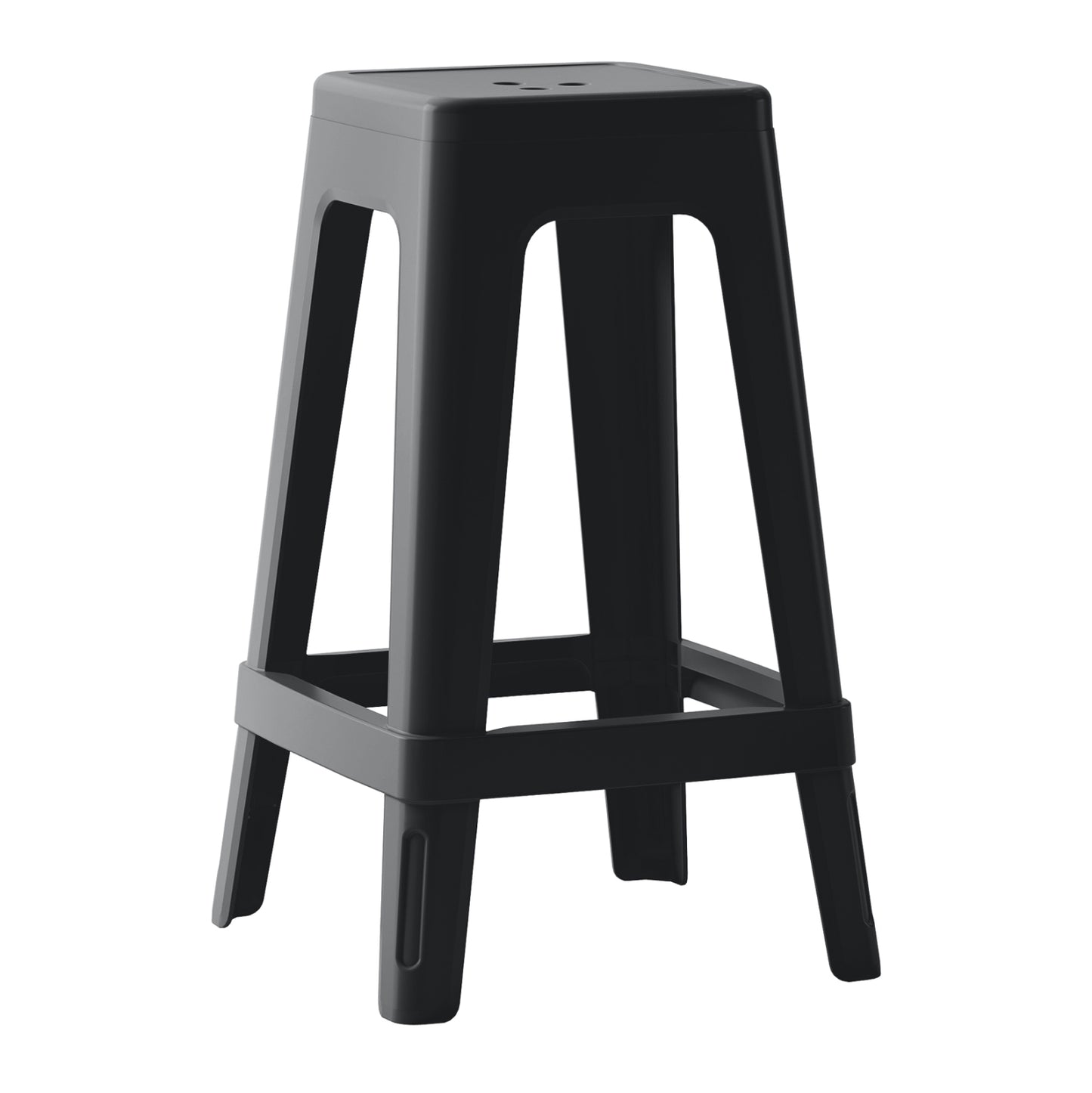 POLYPROPYLENE STOOL SQUARE ZEB HM6128.02 BLACK 35x35x65Hcm. image 1