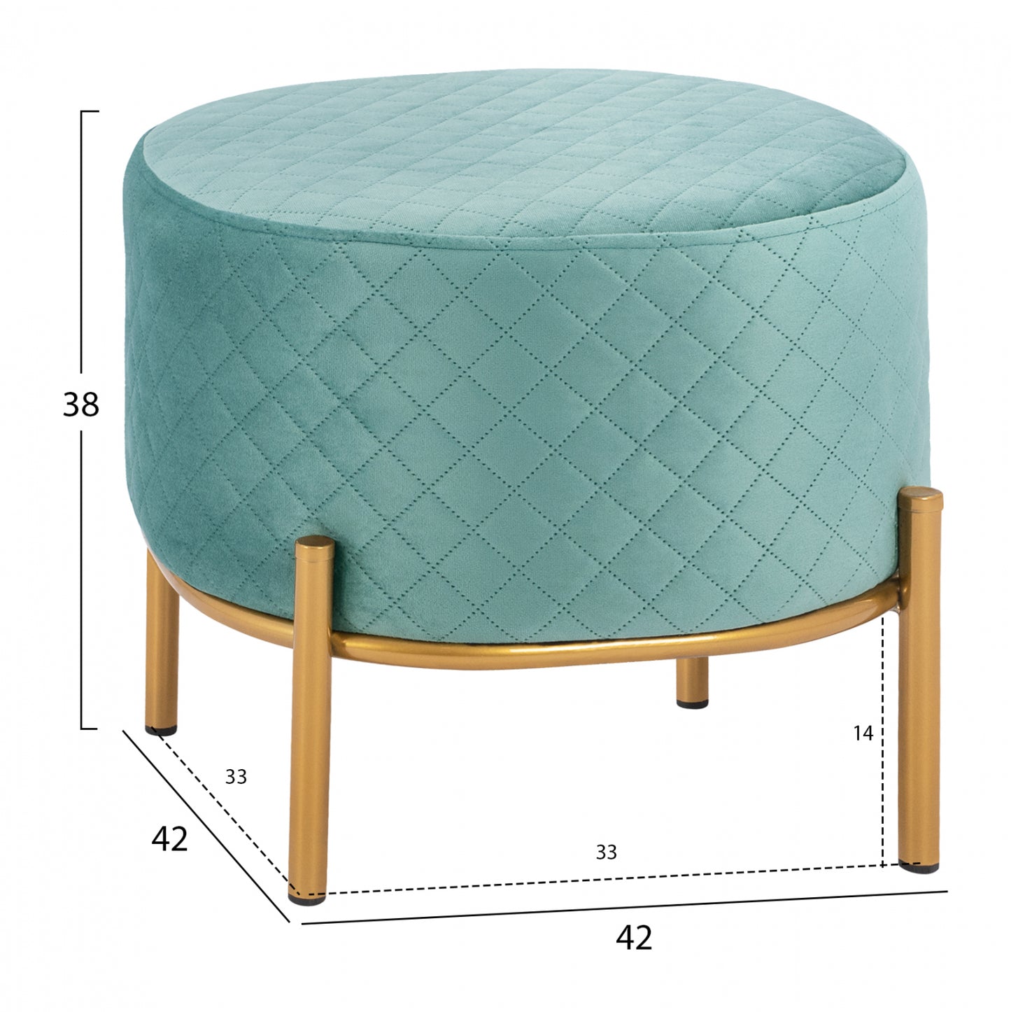 Stool Sinta HM8638.07 peanut shade with gold base 42x42x38cm
