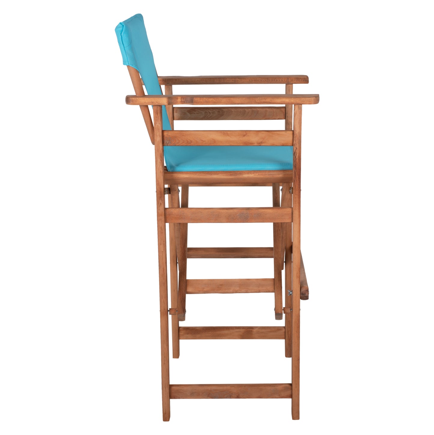 DIRECTOR'S BAR STOOL IN WALNUT WITH SKY-BLUE TEXTILENE HM10374.08 58x58x118Hcm.