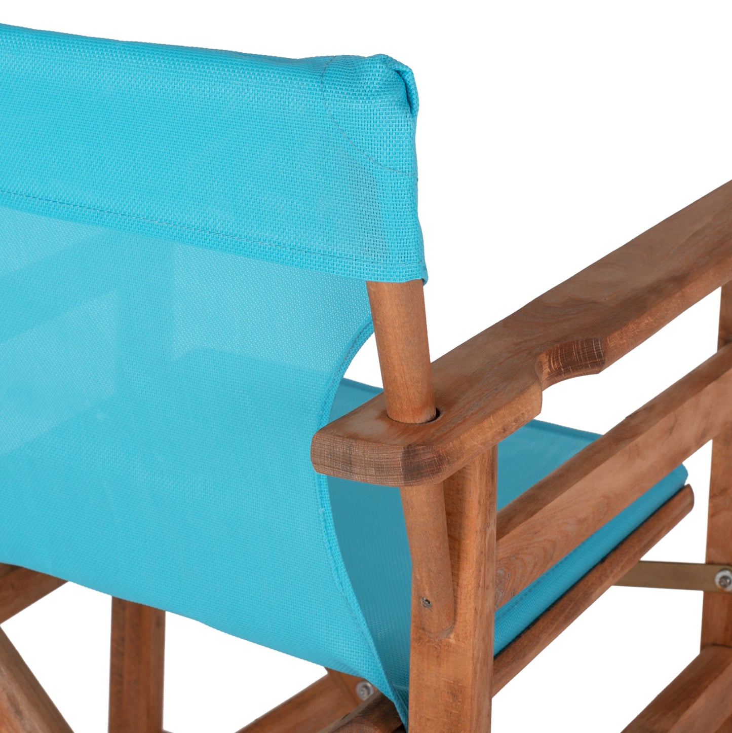 DIRECTOR'S BAR STOOL IN WALNUT WITH SKY-BLUE TEXTILENE HM10374.08 58x58x118Hcm.