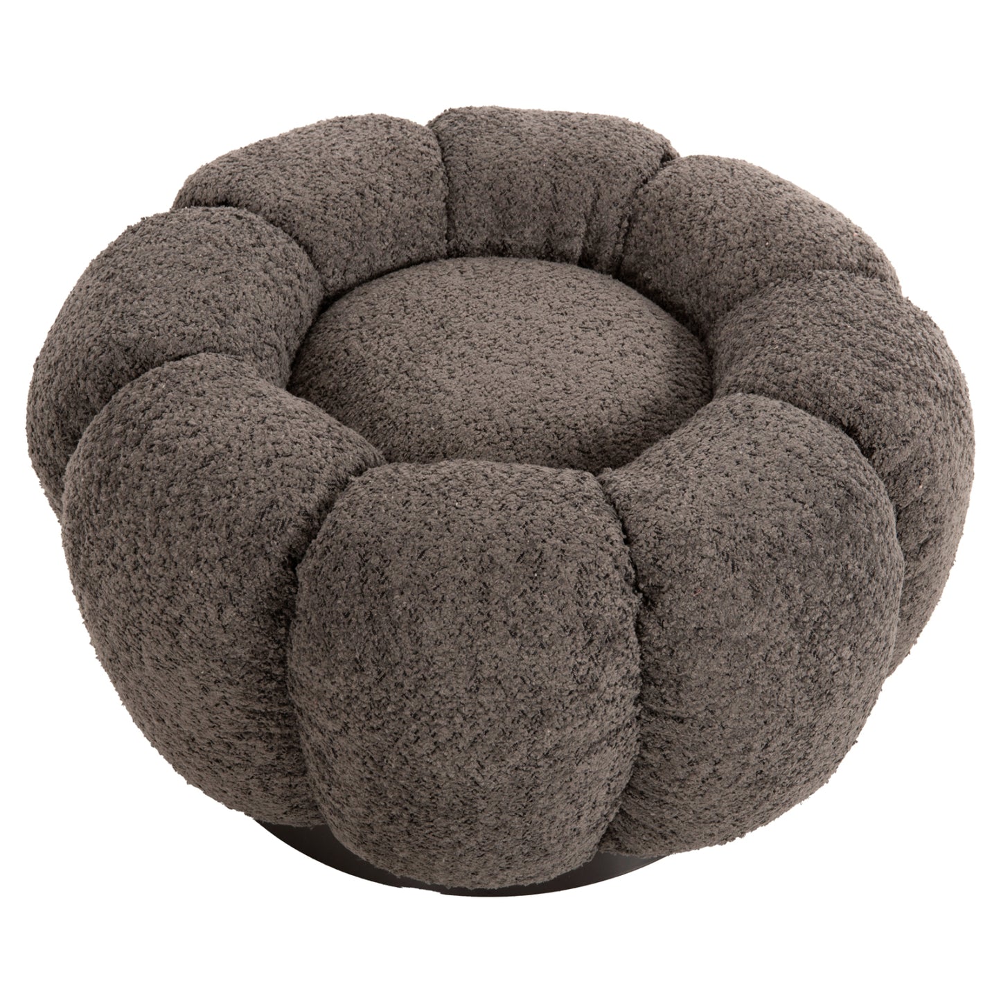 STOOL ROUND KRIPP HM9602.01 GREY BOUCLE-BLACK METAL BASE Φ60x31Hcm.