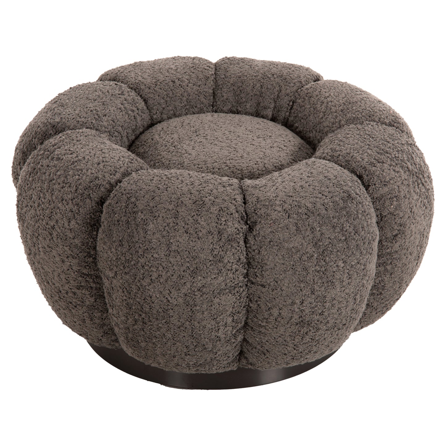 STOOL ROUND KRIPP HM9602.01 GREY BOUCLE-BLACK METAL BASE Φ60x31Hcm. image 1