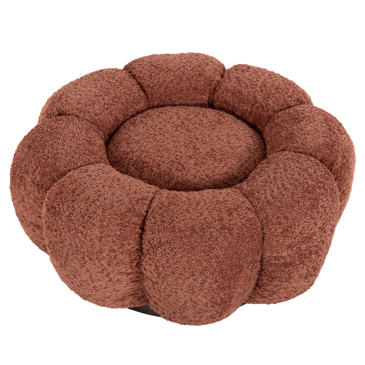 STOOL ROUND KRIPP HM9602.02 PINK BOUCLE-BLACK METAL BASE Φ60x31Hcm. image 1