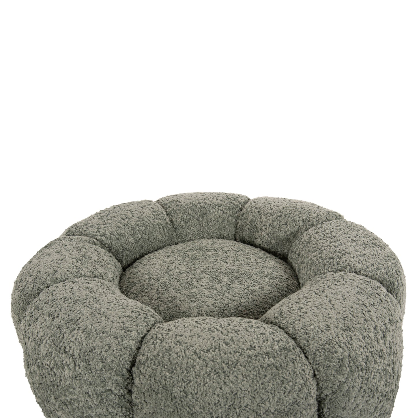 STOOL ROUND KRIPP HM9602.05 PISTACHIO GREEN BOUCLE-BLACK METAL BASE Φ60x31Hcm.