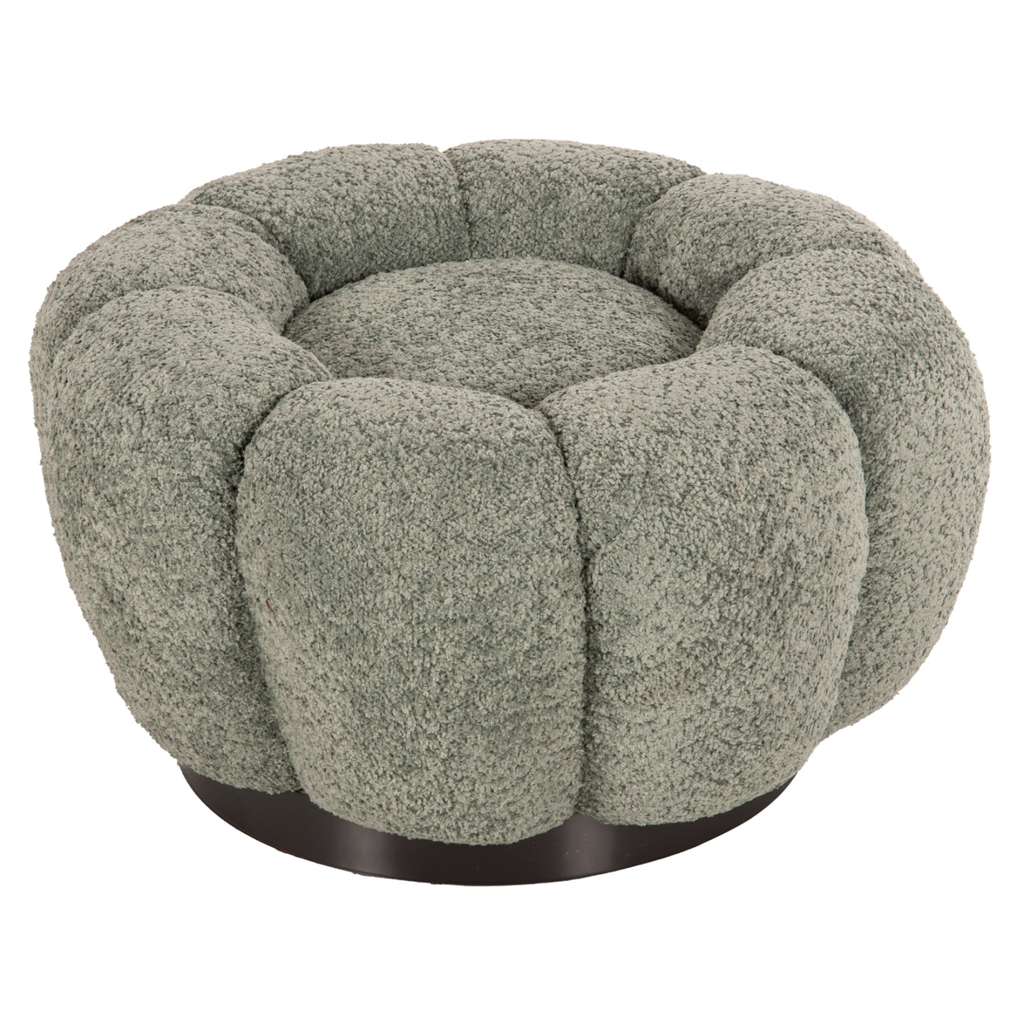 STOOL ROUND KRIPP HM9602.05 PISTACHIO GREEN BOUCLE-BLACK METAL BASE Φ60x31Hcm. image 1