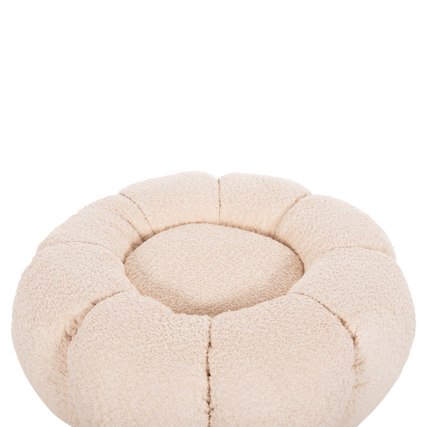 STOOL ROUND KRIPP HM9602.06 ECRU BOUCLE-BLACK METAL BASE Φ60x31Hcm.