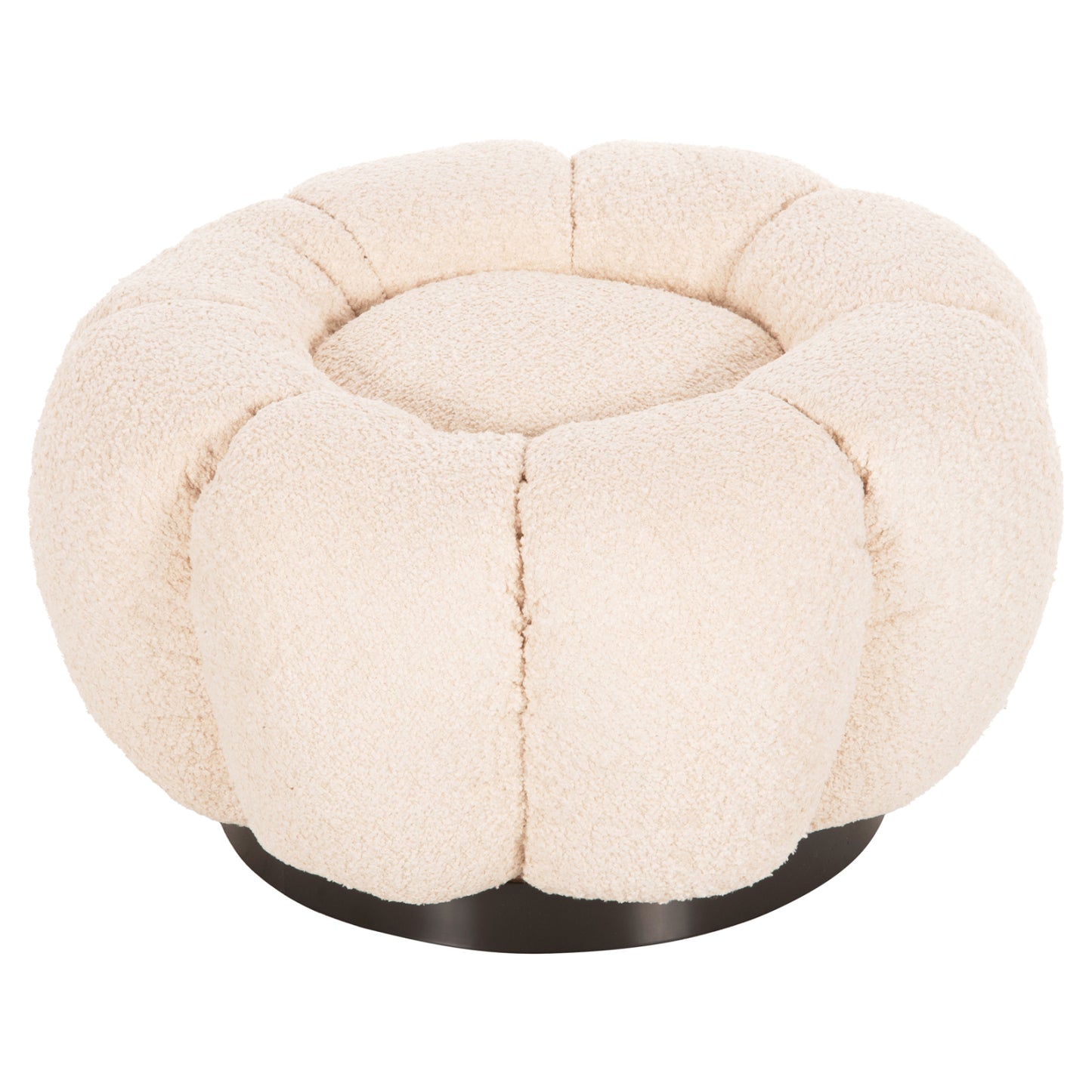 STOOL ROUND KRIPP HM9602.06 ECRU BOUCLE-BLACK METAL BASE Φ60x31Hcm. image 1