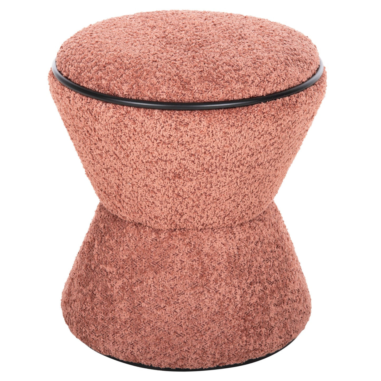 STOOL ROUND LINNER HM9604.02 BOUCLE FABRIC PINK-BLACK DETAIL D38x44 cm. image 1