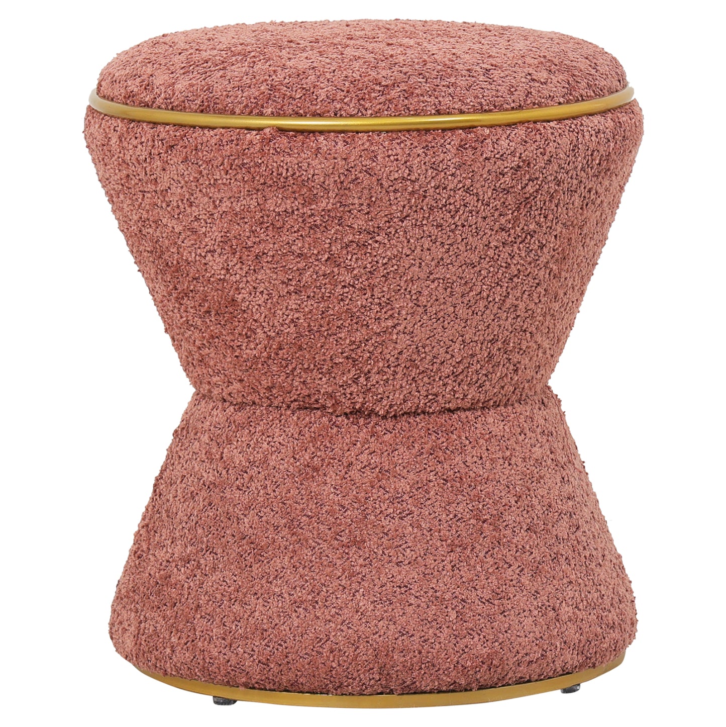 STOOL ROUND LINNER HM9604.12 BOUCLE FABRIC PINK-GOLD DETAIL Φ38,5x43Hcm. image 1