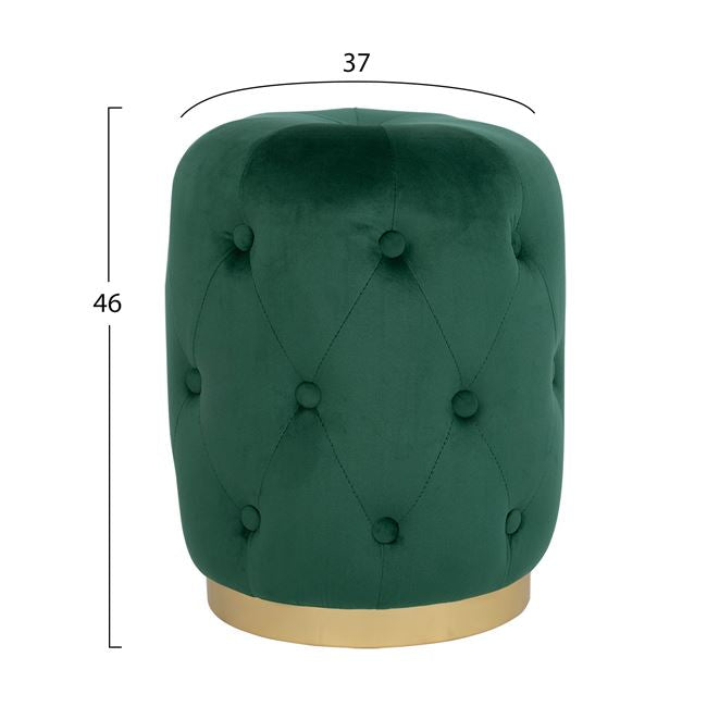 Velvet stool Torrie HM8405.03 cypress green color with gold base ''37x46cm