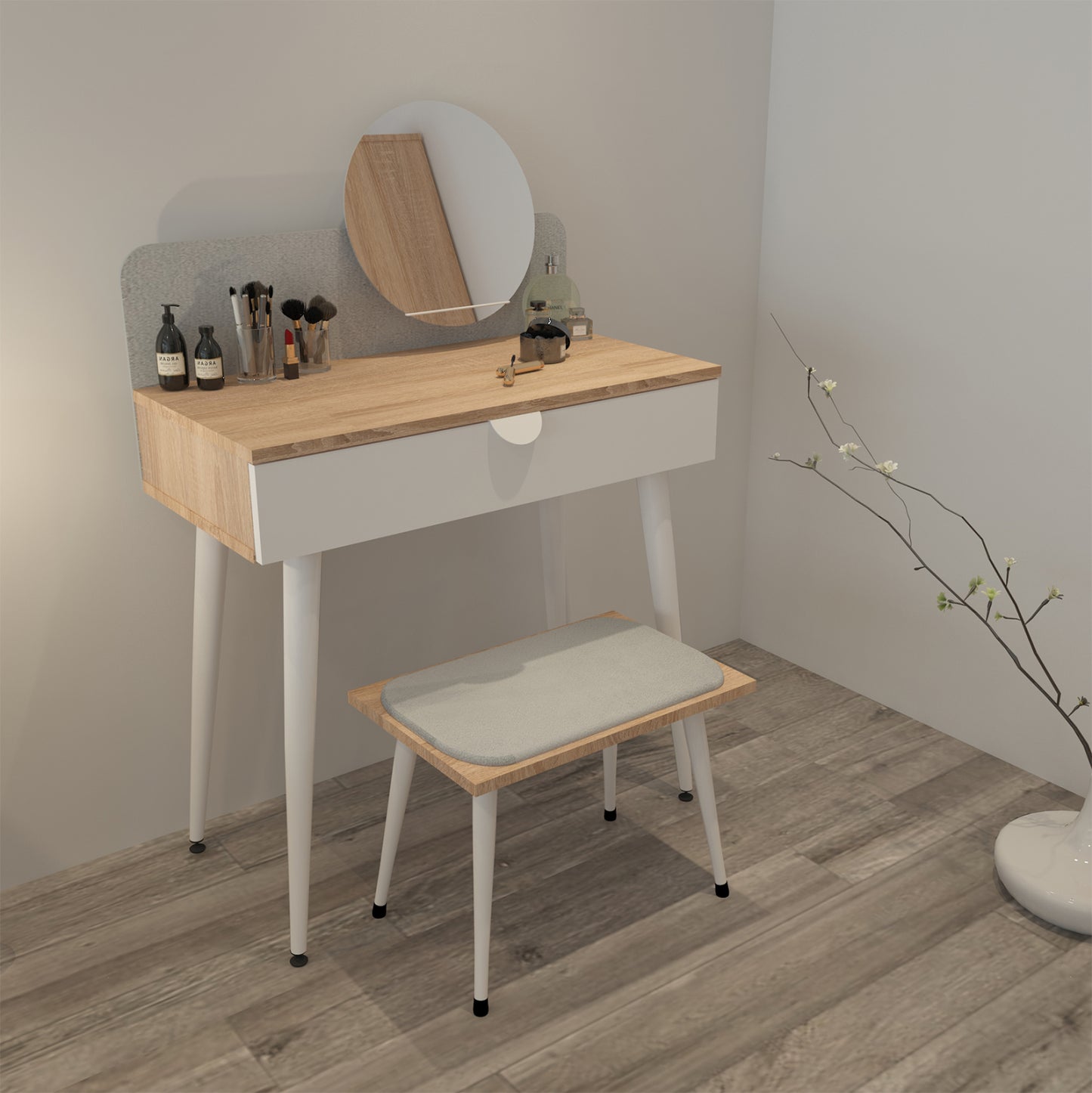 STOOL WITH PILLOW HM9209 SONAMA WHITE 40x30x40Y cm.