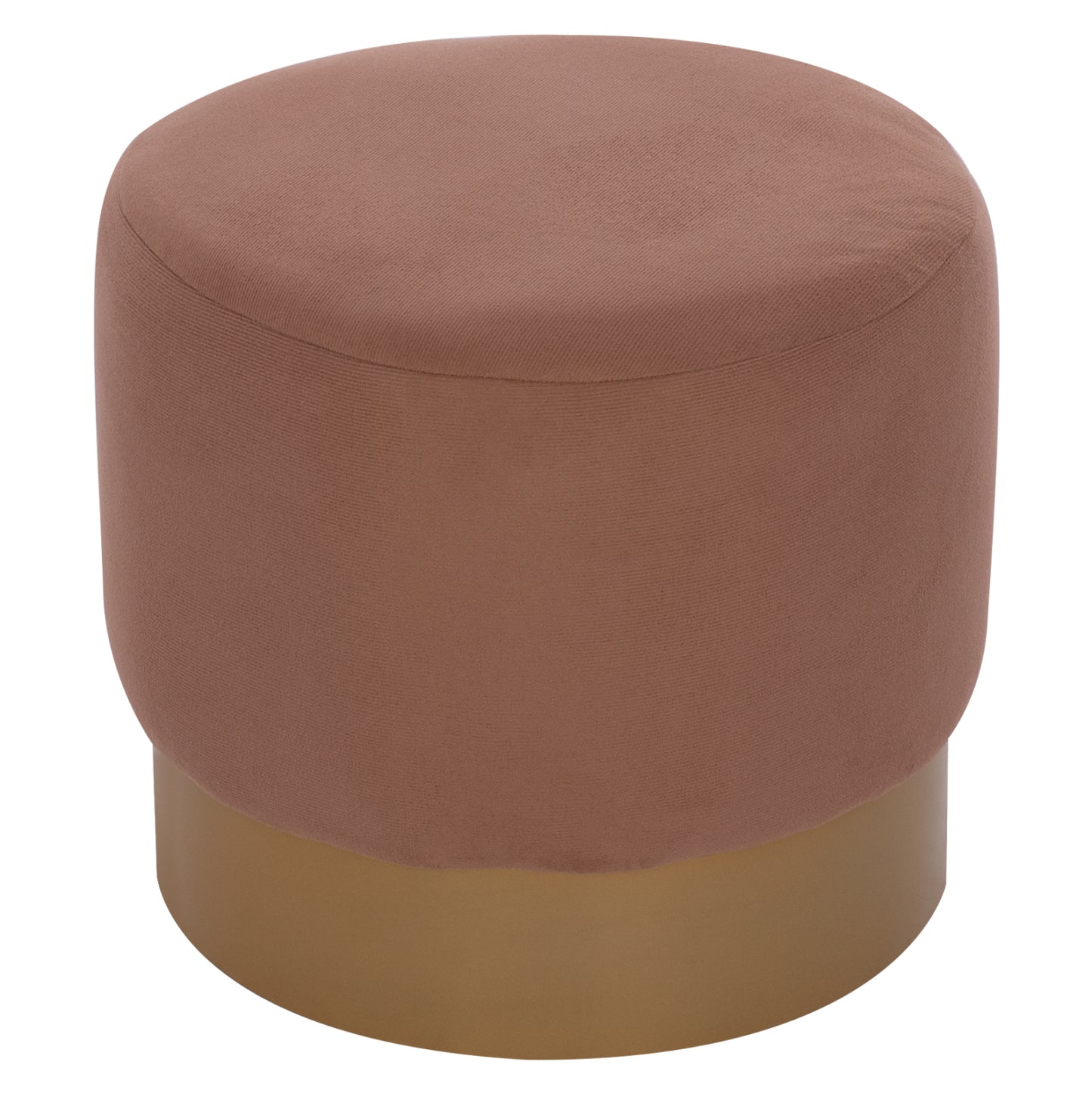 ROUND POUF/STOOL HM9260.04 BROWN FABRIC, GOLD ROUND BASE