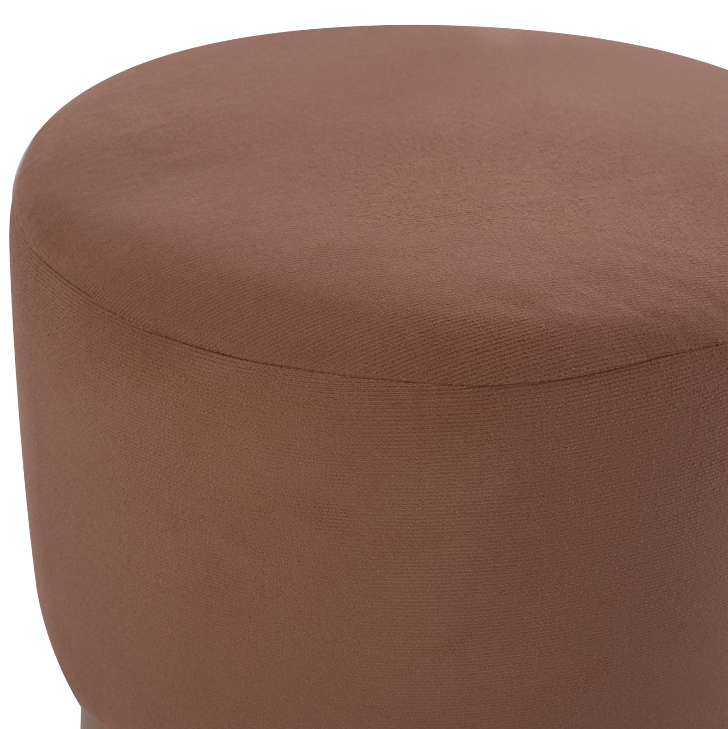 ROUND POUF/STOOL HM9260.04 BROWN FABRIC, GOLD ROUND BASE