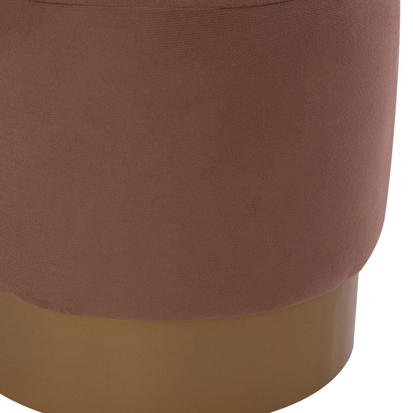 ROUND POUF/STOOL HM9260.04 BROWN FABRIC, GOLD ROUND BASE