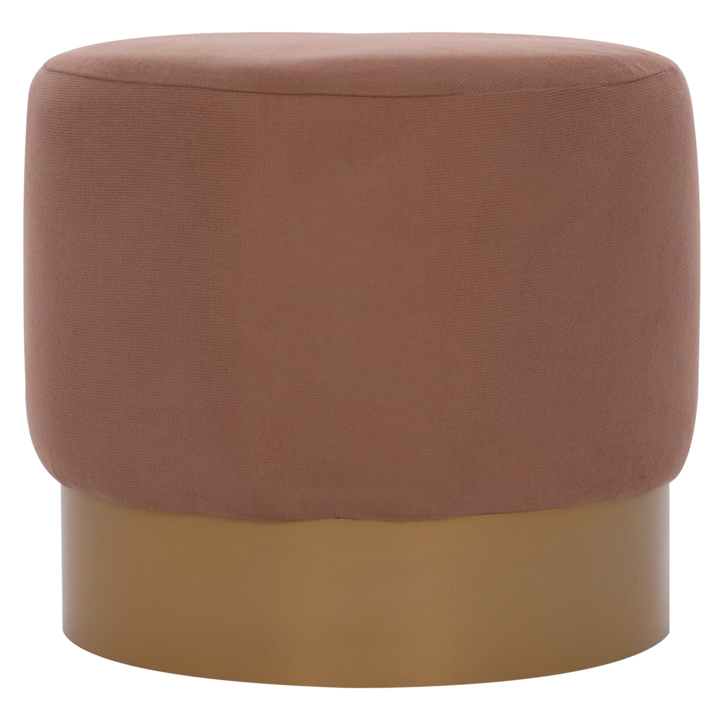 ROUND POUF/STOOL HM9260.04 BROWN FABRIC, GOLD ROUND BASE image 1