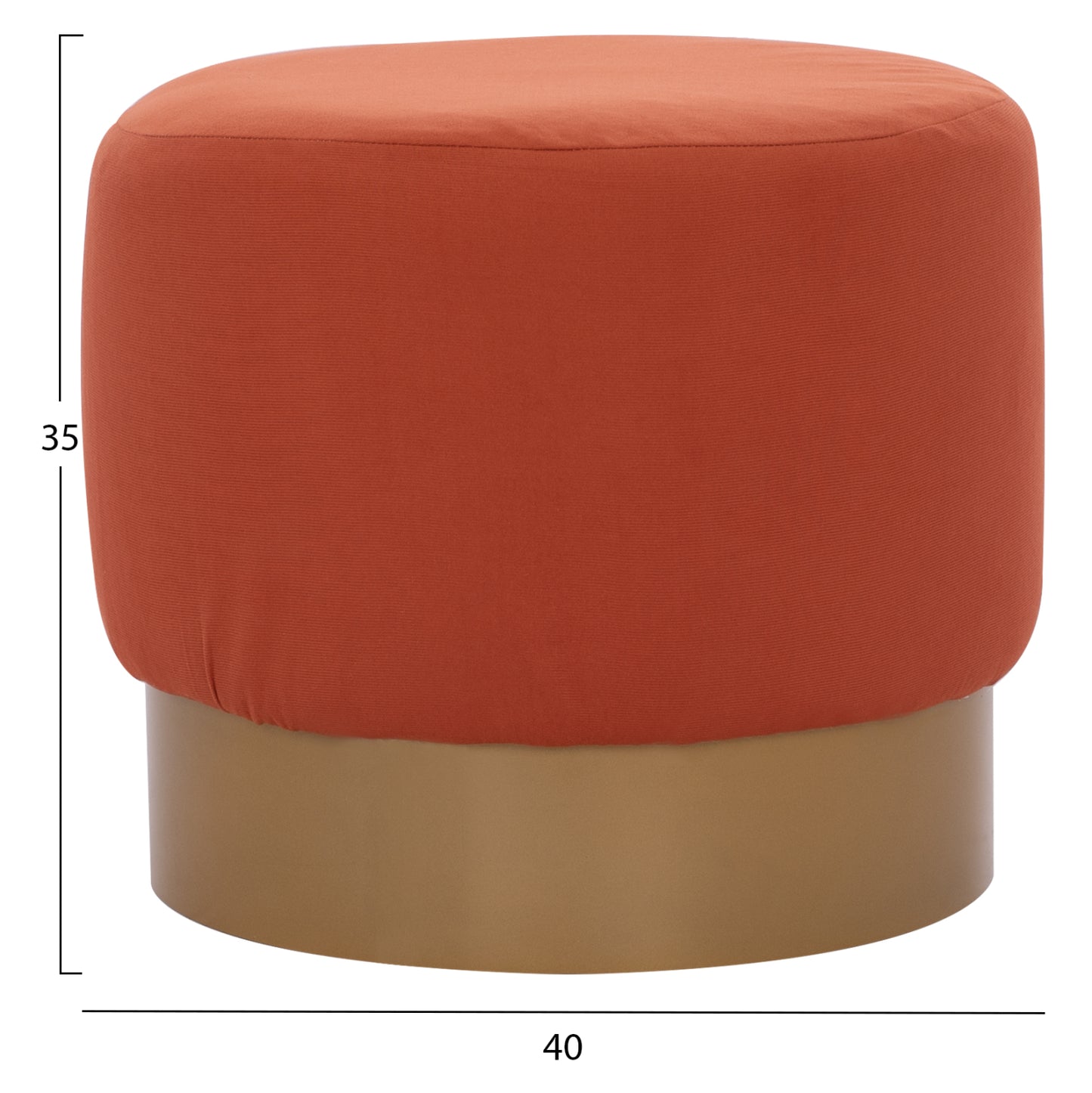 ROUND POUF/STOOL HM9260.02 CORAL FABRIC, GOLD ROUND BASEBASE