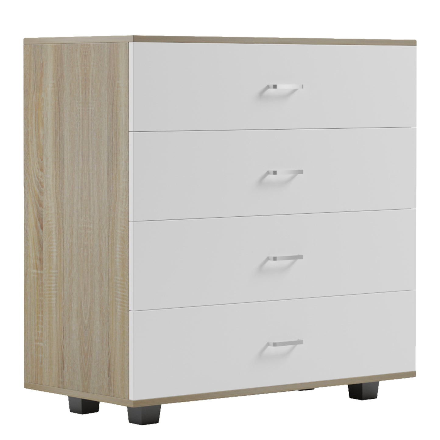 CHEST OF DRAWERS WITH 4 DRAWERS THORG HM8996.04 MELAMINE IN SONAMA-WHITE 80x40x83Hcm. image 1