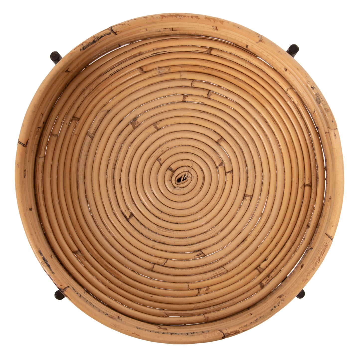 Кръгла Странична Маса FLY от Ратан с Метален Основи Φ40x53Hcm