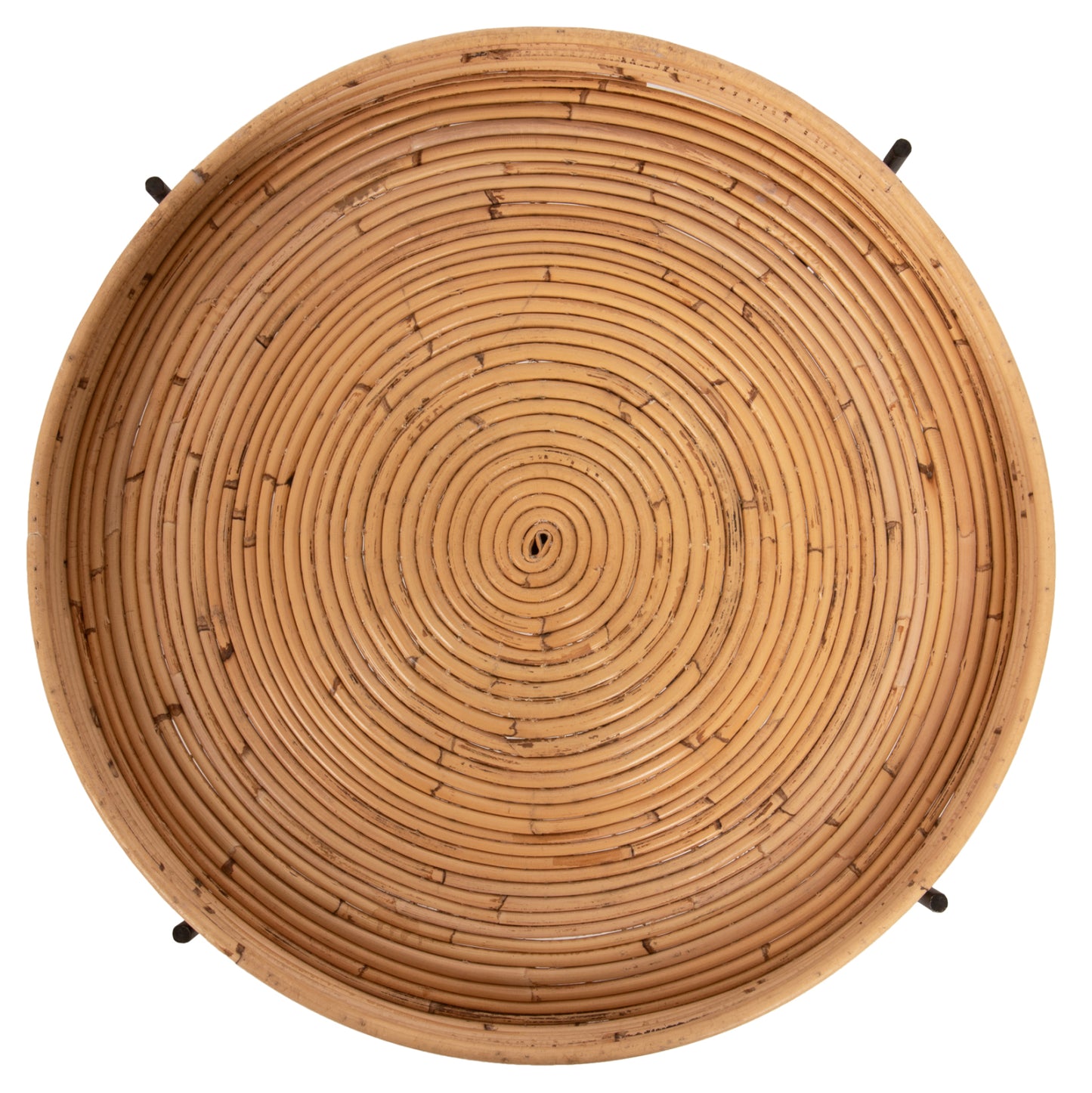 Кръгла Странична Масичка FLY от Ратан с Метална Основа Φ50x40Hcm