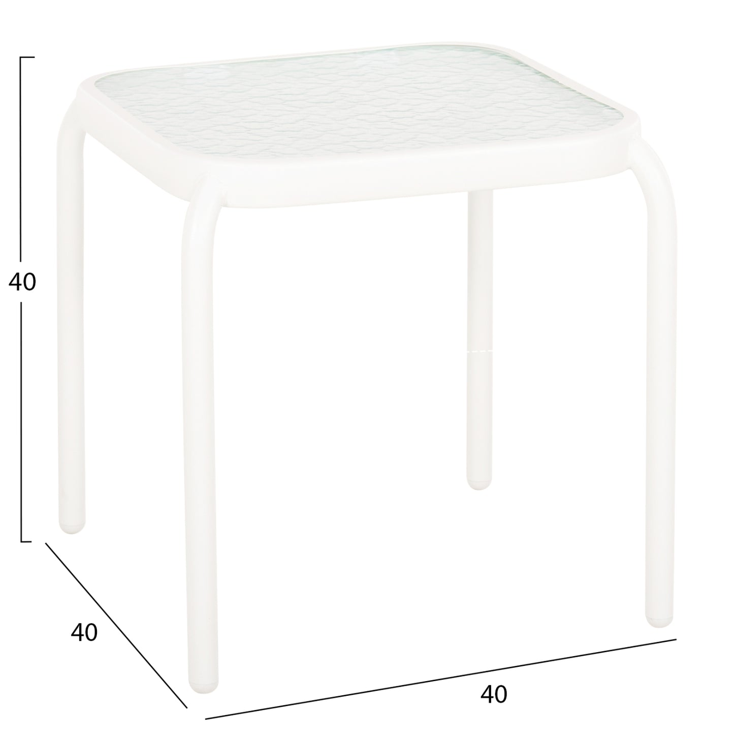 OUTDOOR SIDE TABLE SQUARE DIDO HM5975.02 METAL IN WHITE-GLASS 40x40x40Hcm.