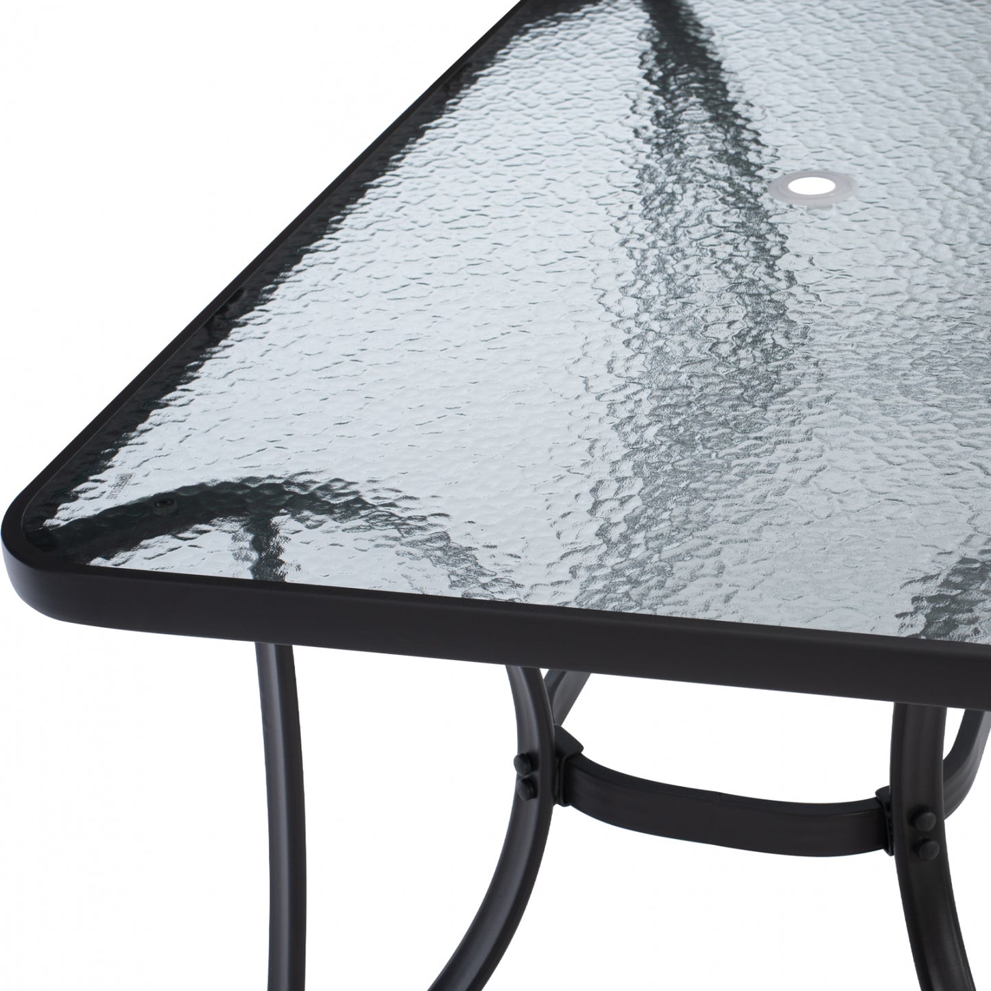OUTDOOR TABLE BRAVO GREY METAL GLASS TOP WITH UMBRELLA HOLE 120Χ70Χ72Hcm.HM5021.11