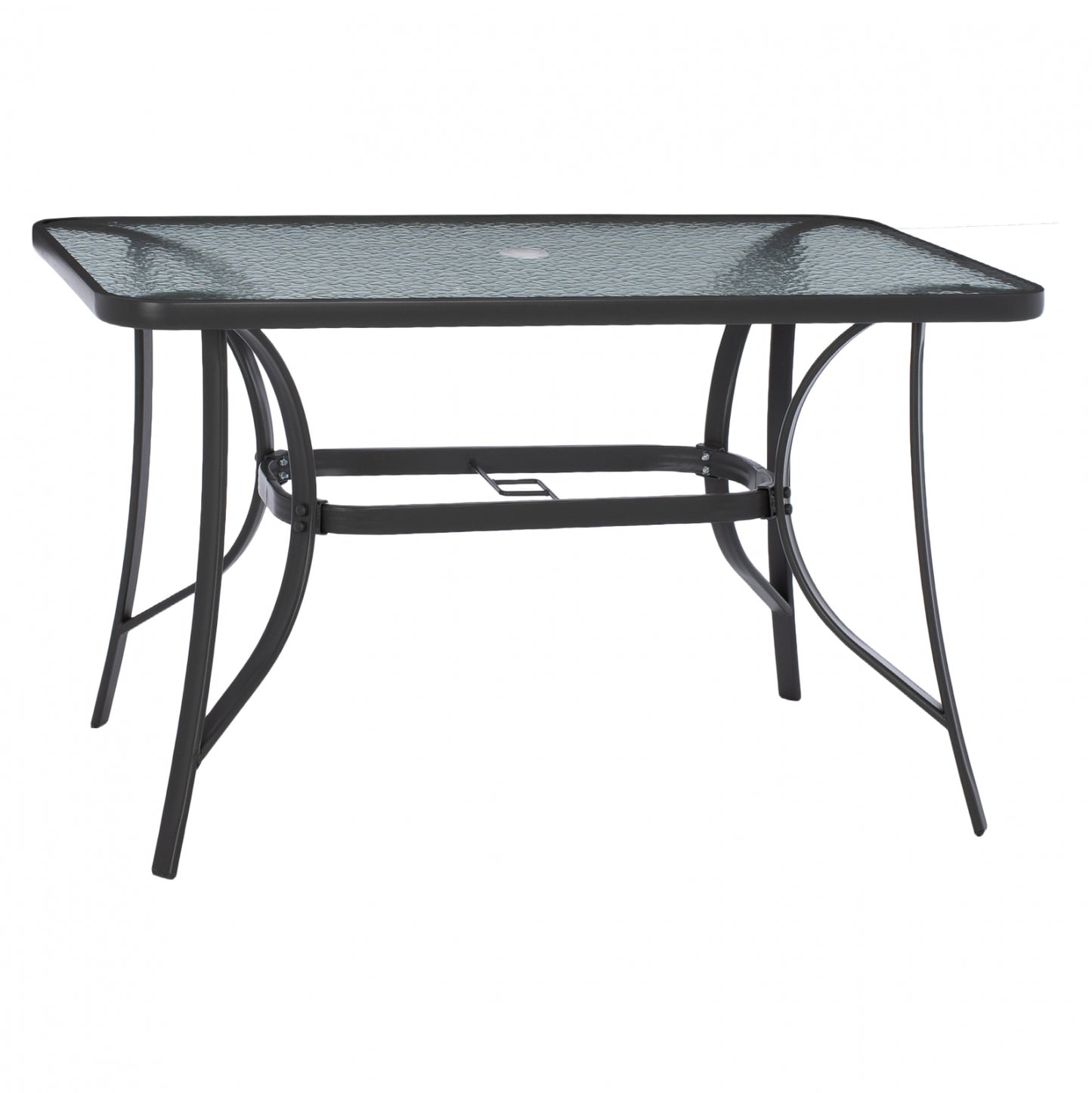 OUTDOOR TABLE BRAVO GREY METAL GLASS TOP WITH UMBRELLA HOLE 120Χ70Χ72Hcm.HM5021.11 image 1