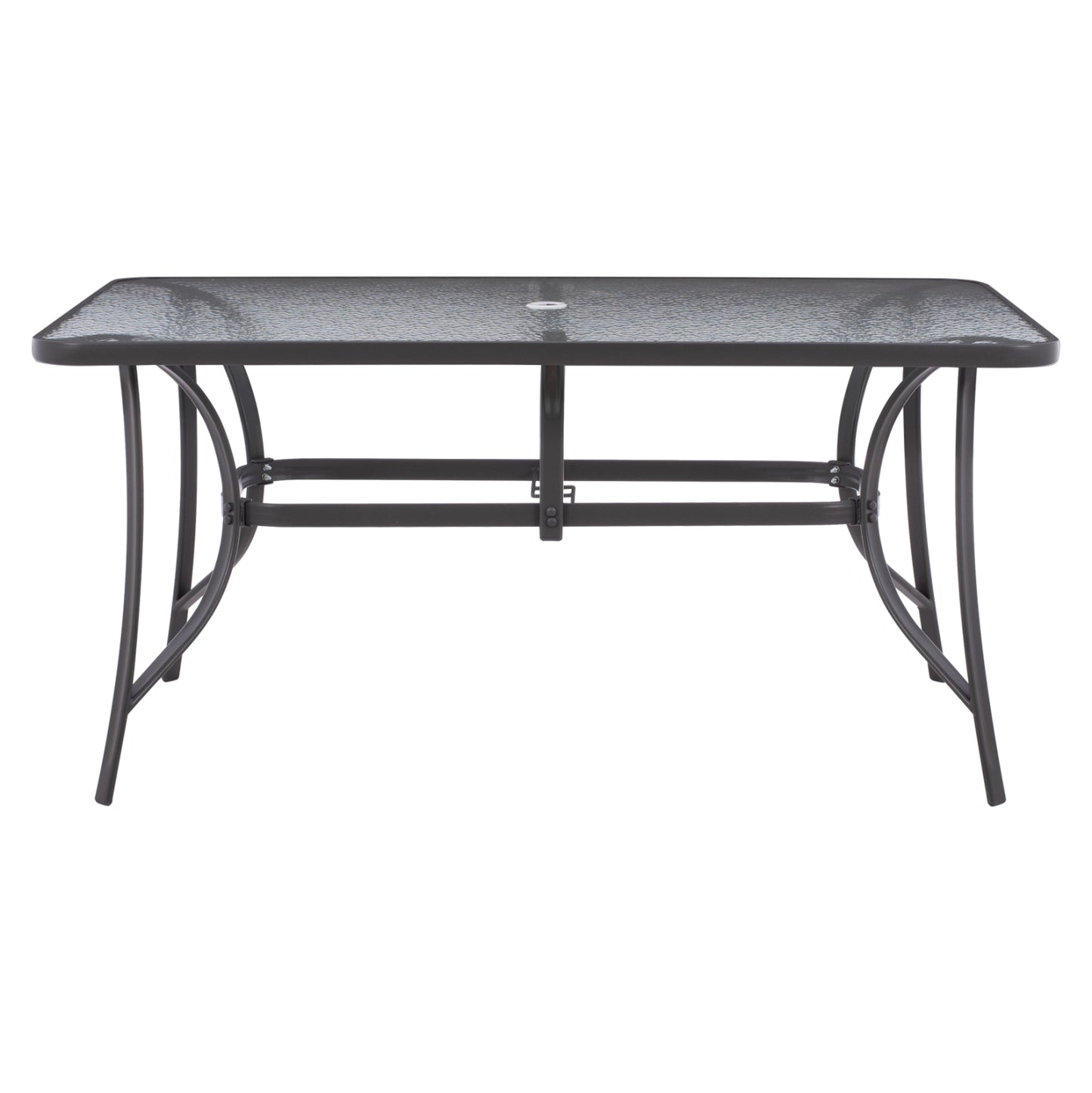 TABLE 150X90Χ75cm. METALLIC RECTANGULAR GRAY WITH UMBRELLA HOLE D38cm HM5145.11