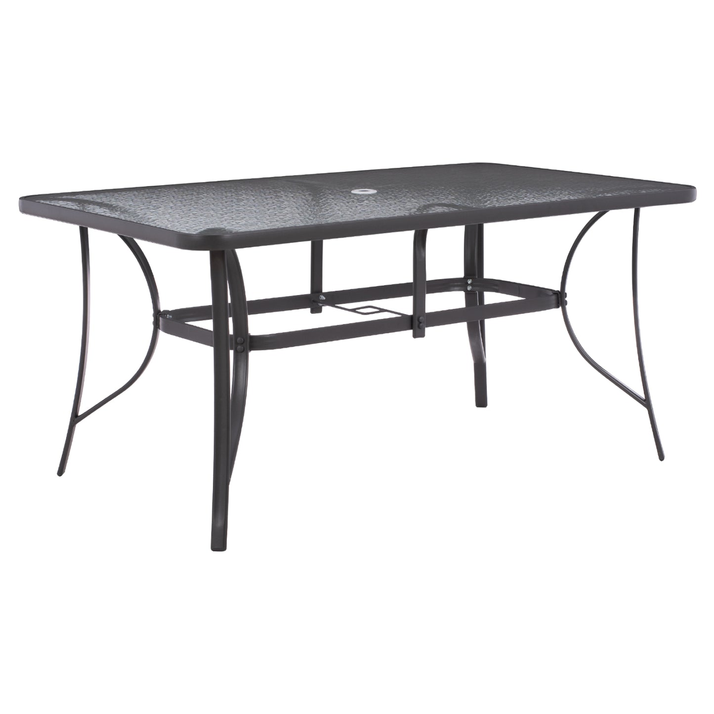 TABLE 150X90Χ75cm. METALLIC RECTANGULAR GRAY WITH UMBRELLA HOLE D38cm HM5145.11