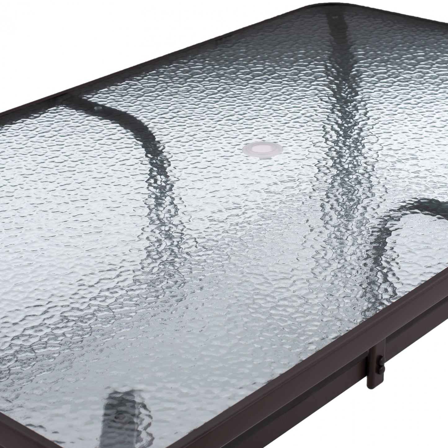 TABLE 150X90Χ75cm. METALLIC RECTANGULAR IN BROWN WITH UMBRELLA HOLE D38cm HM5145.12