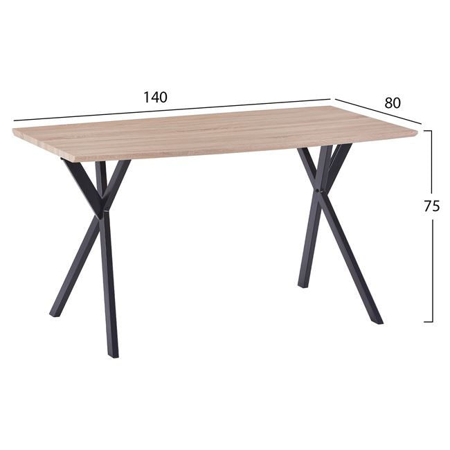 Трапезна Масата Alarick с MDF Повърхност и Метални Крака 140x80x75cm