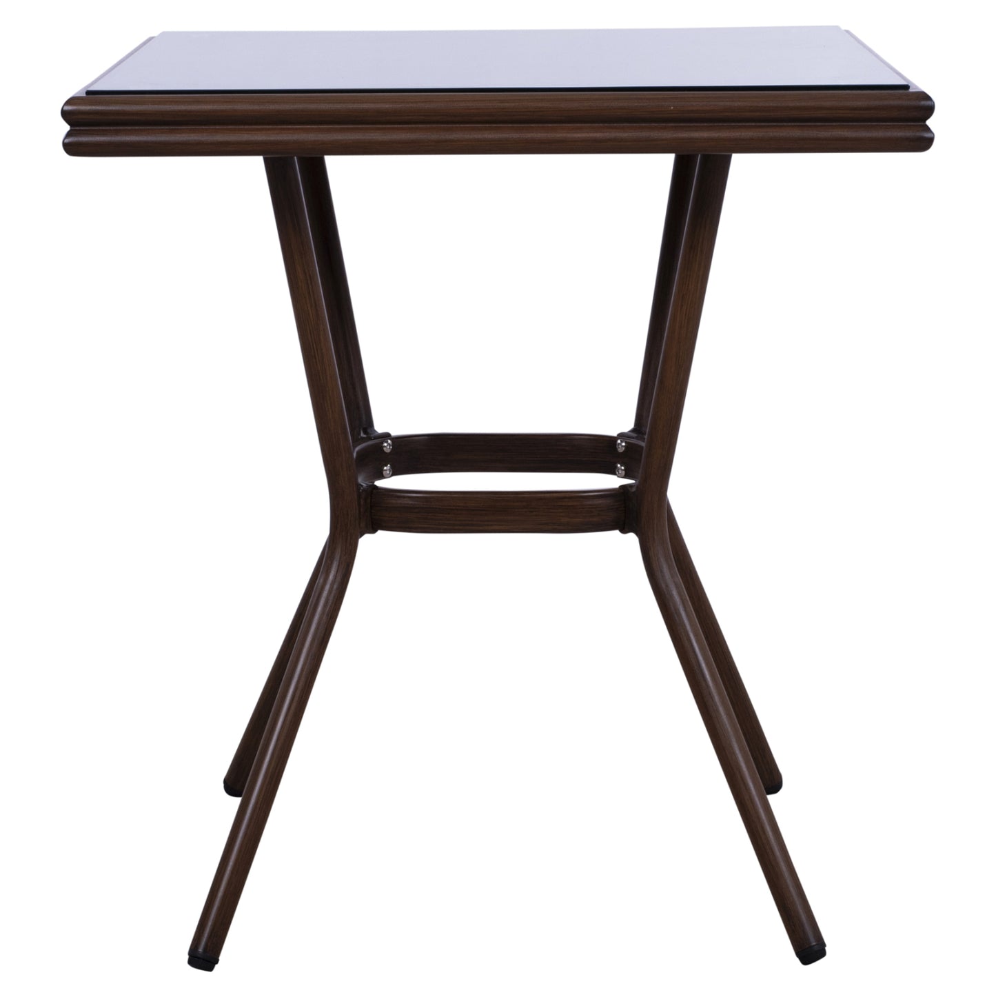 Aluminum Table 70X70X76 Bamboo Look HM5568.03 Brown with Glass