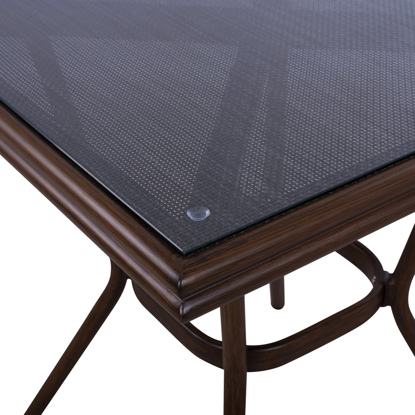 Aluminum Table 70X70X76 Bamboo Look HM5568.03 Brown with Glass