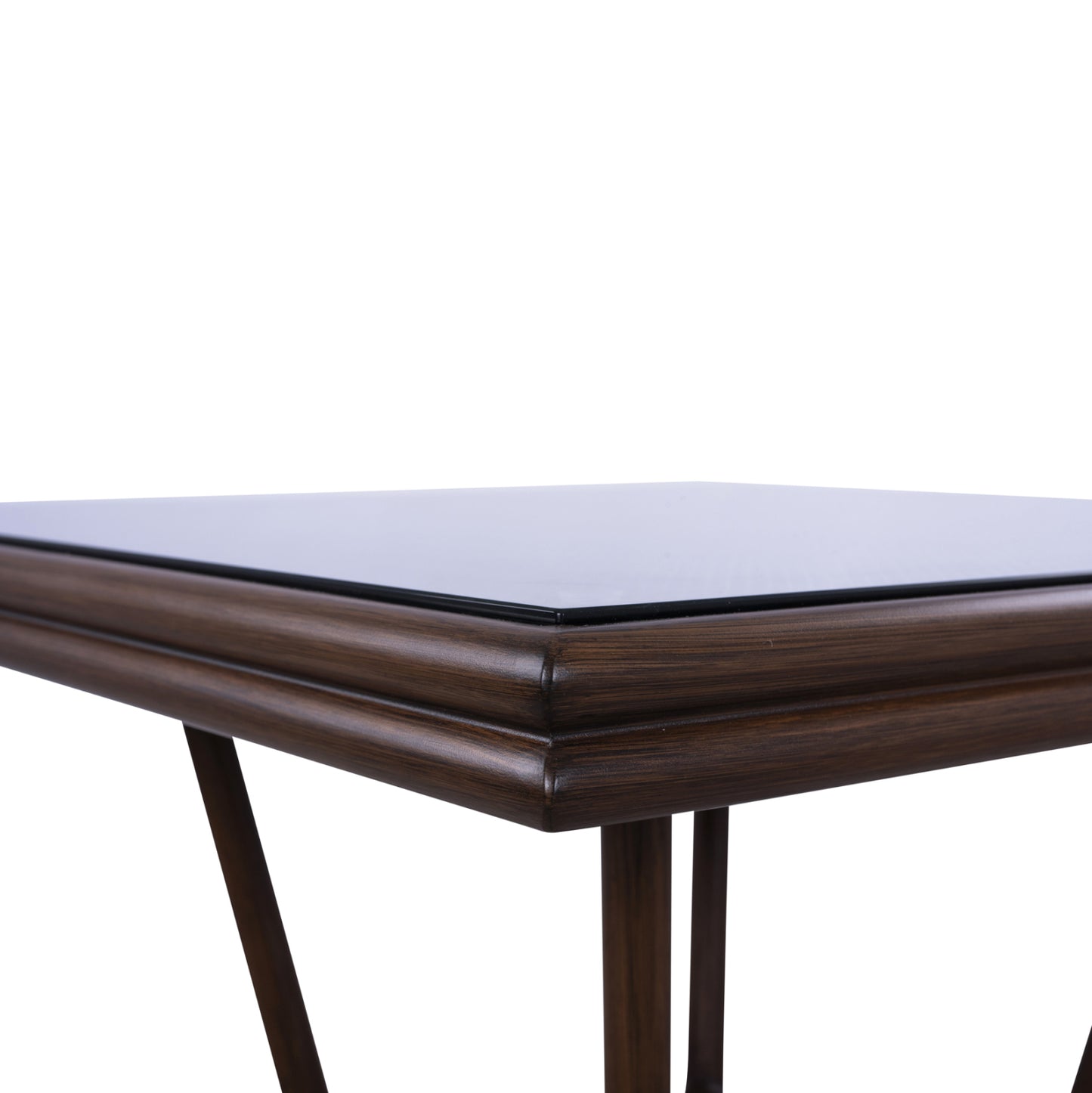 Aluminum Table 70X70X76 Bamboo Look HM5568.03 Brown with Glass