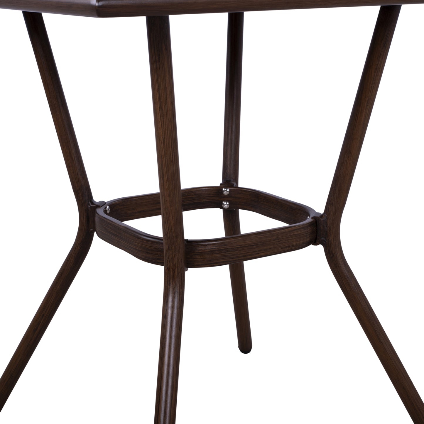 Aluminum Table 70X70X76 Bamboo Look HM5568.03 Brown with Glass