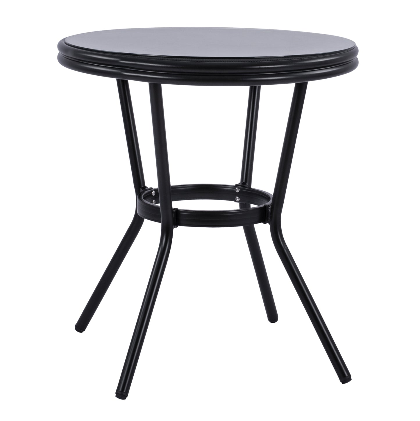 Aluminum Table '70cm Bamboo Look HM5532.02 Black with Glass Φ70X76 cm image 1