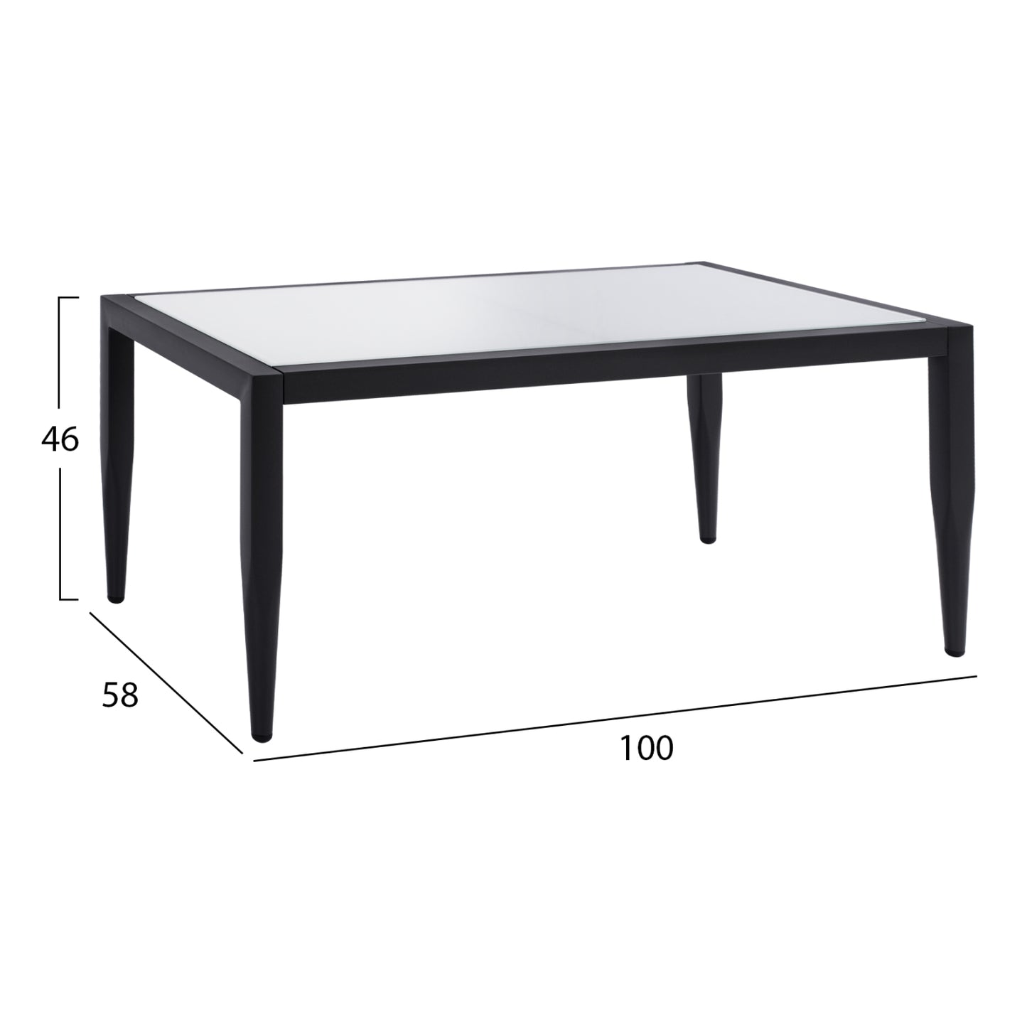 Aluminum Table HM5551.02 in grey color with glass 100x58x46cm