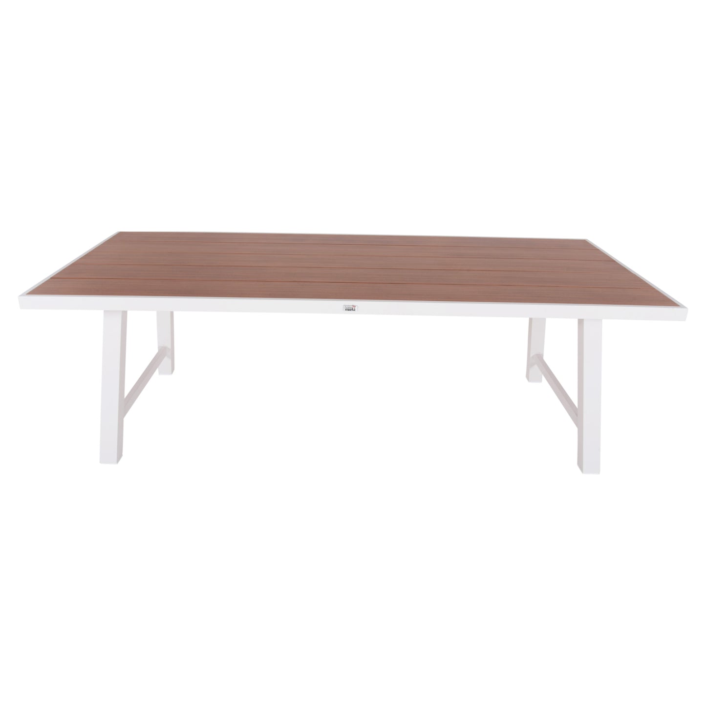 OUTDOOR ALUMINUM TABLE GOBAR HM6060.01 WHITE WITH WOOD-LIKE TABLETOP 240Χ105Χ75Hcm.