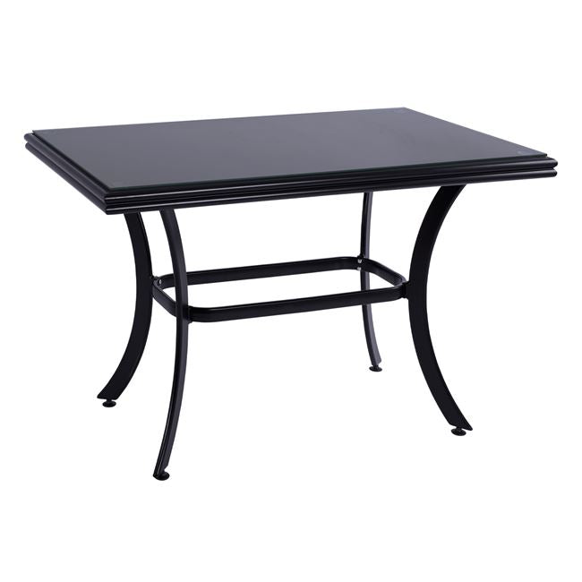 ALUMINUM DINING TABLE JAXEN HM5533.02 BLACK WITH TEMPERED GLASS TOP & TEXTILENE 120x70x78Hcm. image 1