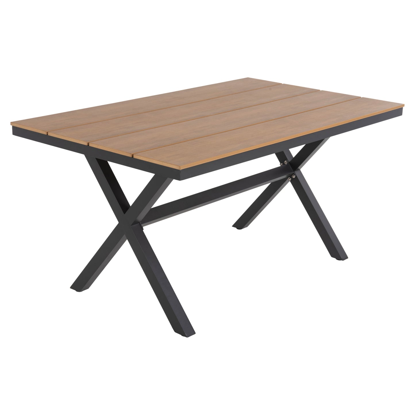 ALUMINUM RECTANGULAR TABLE TAWNEE HM6037.01 ANTHRACITE COLOR-POLYWOOD IN NATURAL WOOD 150x89,5x73H