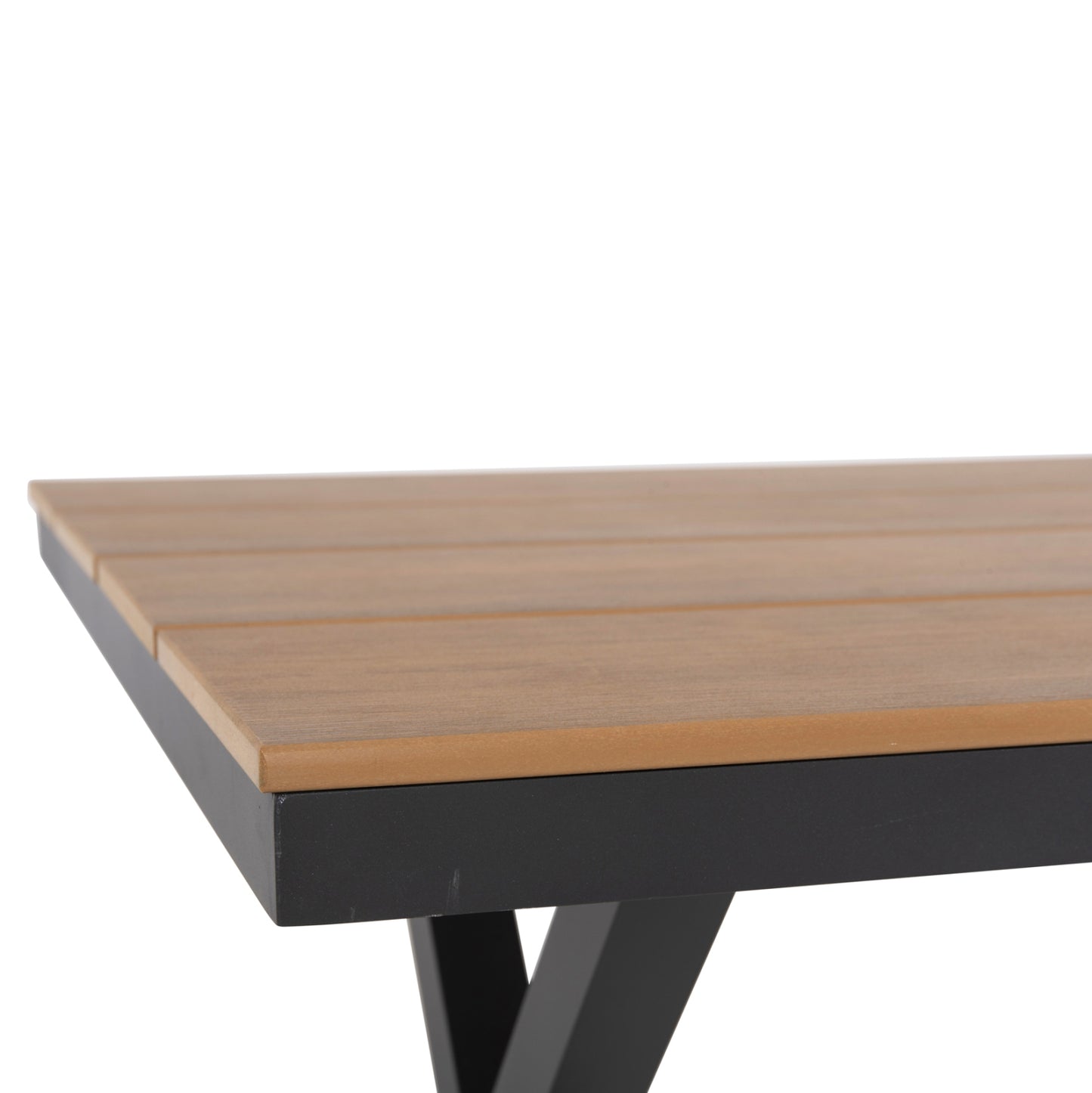 ALUMINUM RECTANGULAR TABLE TAWNEE HM6037.01 ANTHRACITE COLOR-POLYWOOD IN NATURAL WOOD 150x89,5x73H