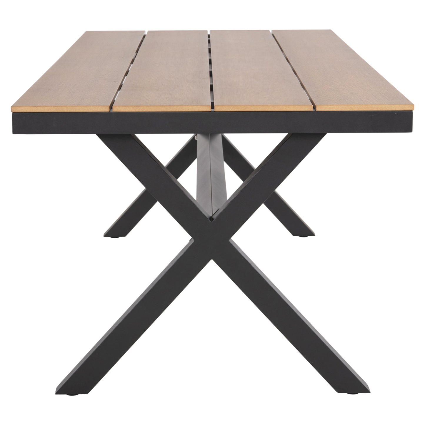 ALUMINUM RECTANGULAR TABLE TAWNEE HM6039.01 ANTHRACITE-POLYWOOD IN NATURAL WOOD 219,5x89,5x73cm.