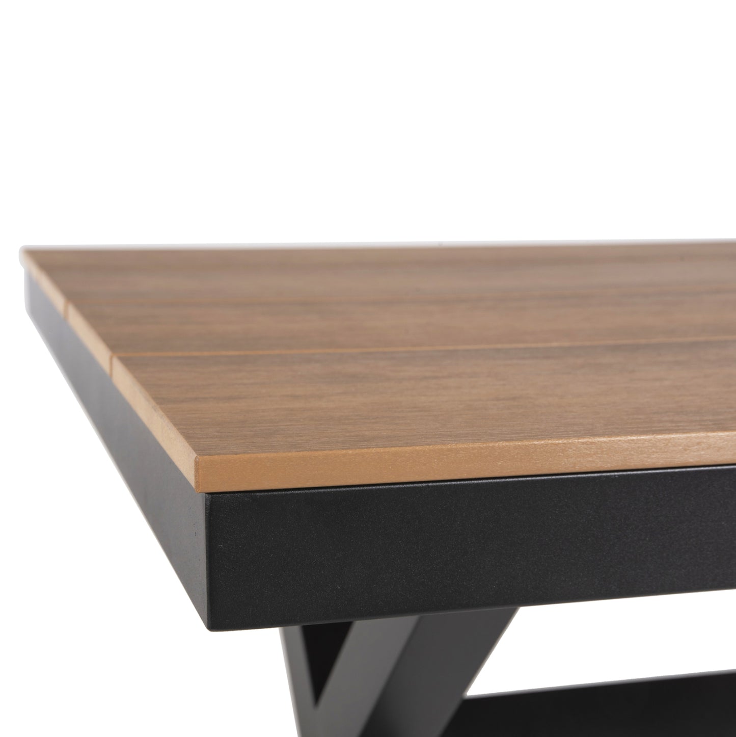 ALUMINUM RECTANGULAR TABLE TAWNEE HM6039.01 ANTHRACITE-POLYWOOD IN NATURAL WOOD 219,5x89,5x73cm.