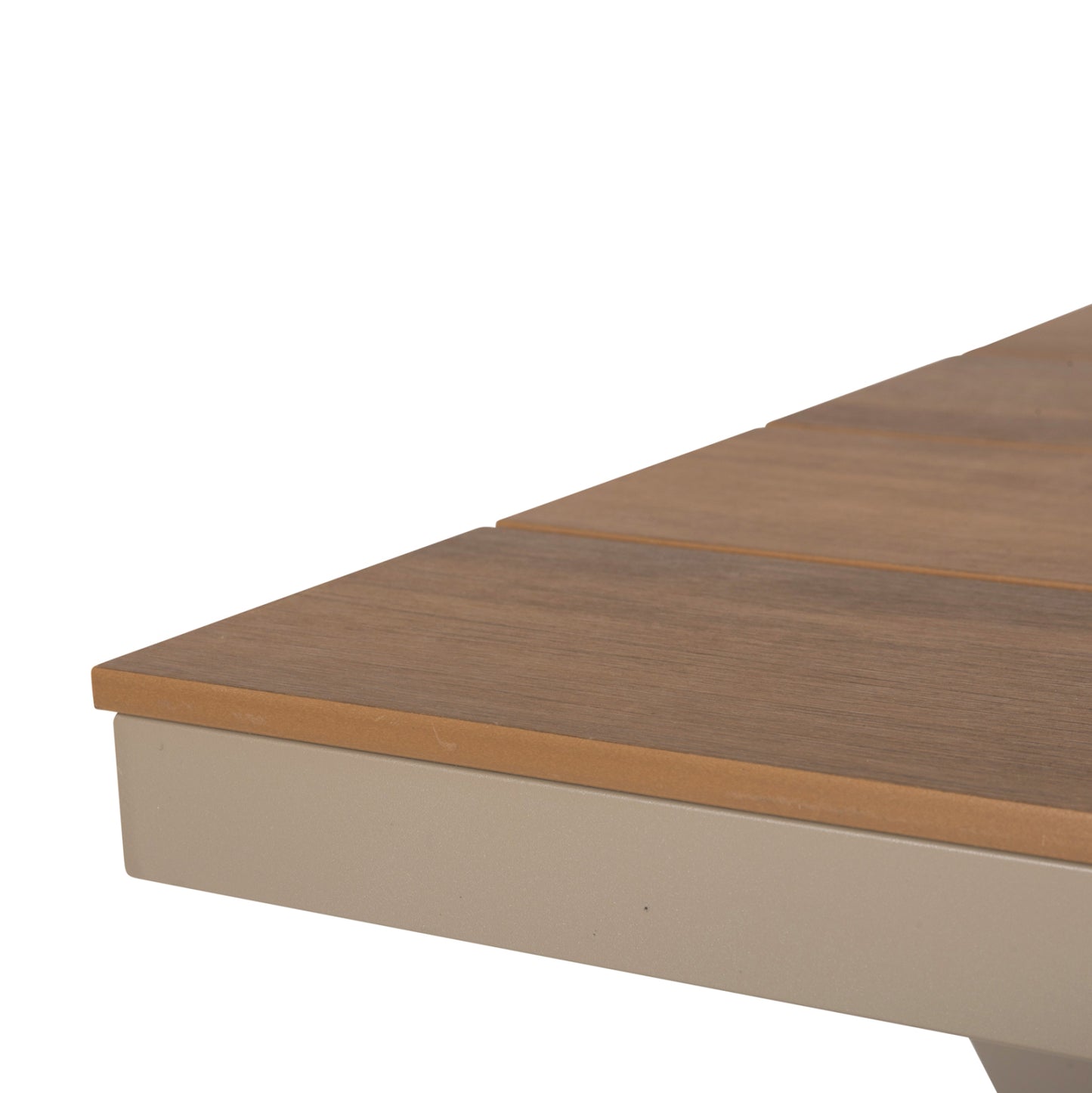 ALUMINUM RECTANGULAR TABLE TAWNEE HM6039.04 CHAMPAGNE COLOR-POLYWOOD IN NATURAL WOOD 219,5x89,5x73Hcm.