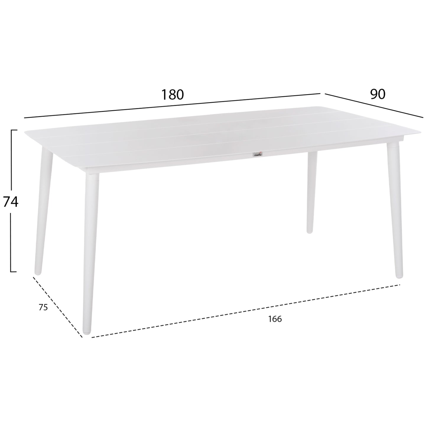 ALUMINUM RECTANGULAR TABLE JEROM HM6058.01 WHITE 180X90X74Hcm.