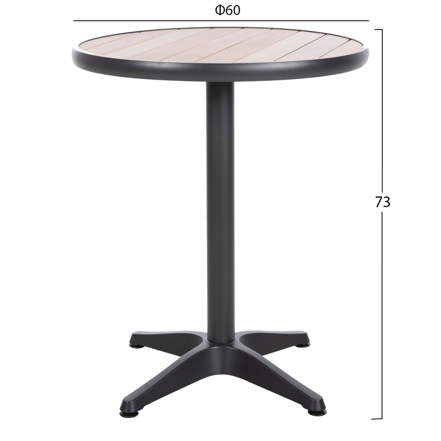 ALUMINUM ROUND TABLE ALEXA HM6086.01 ANTHRACITE-POLYWOOD TOP IN NATURAL COLOR Φ60x73Hcm.