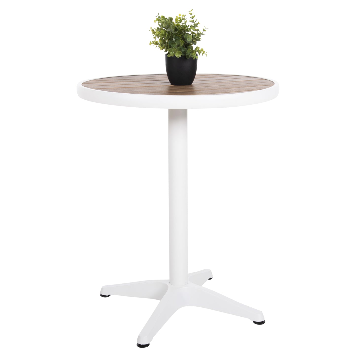 ALUMINUM ROUND TABLE ALEXA HM6086.02 WHITE-POLYWOOD TOP IN NATURAL COLOR Φ60x73Hcm. image 1