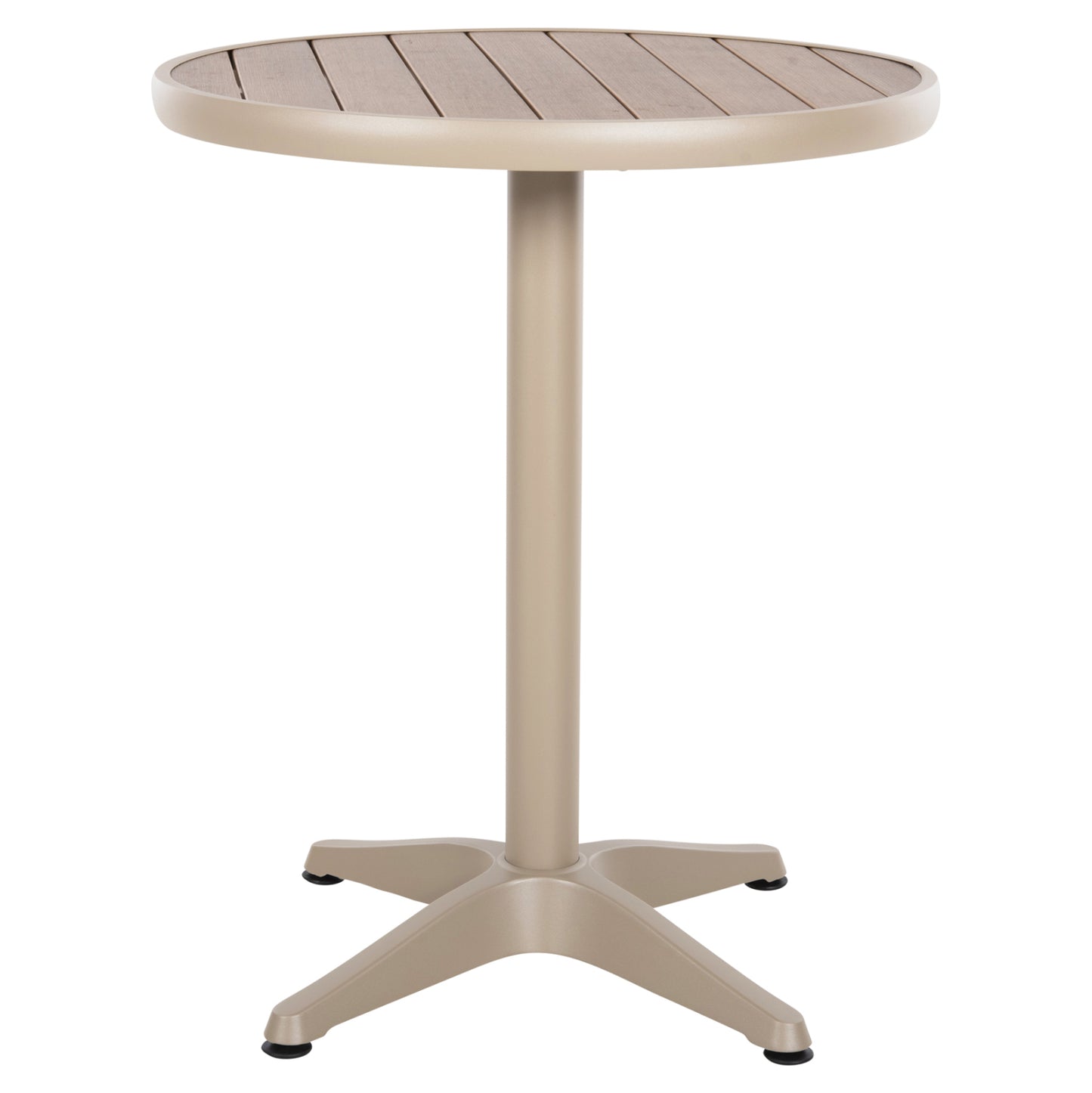 ALUMINUM ROUND TABLE ALEXA HM6086.04 CHAMPAGNE-POLYWOOD TOP IN NATURAL COLOR Φ60x73Hcm.