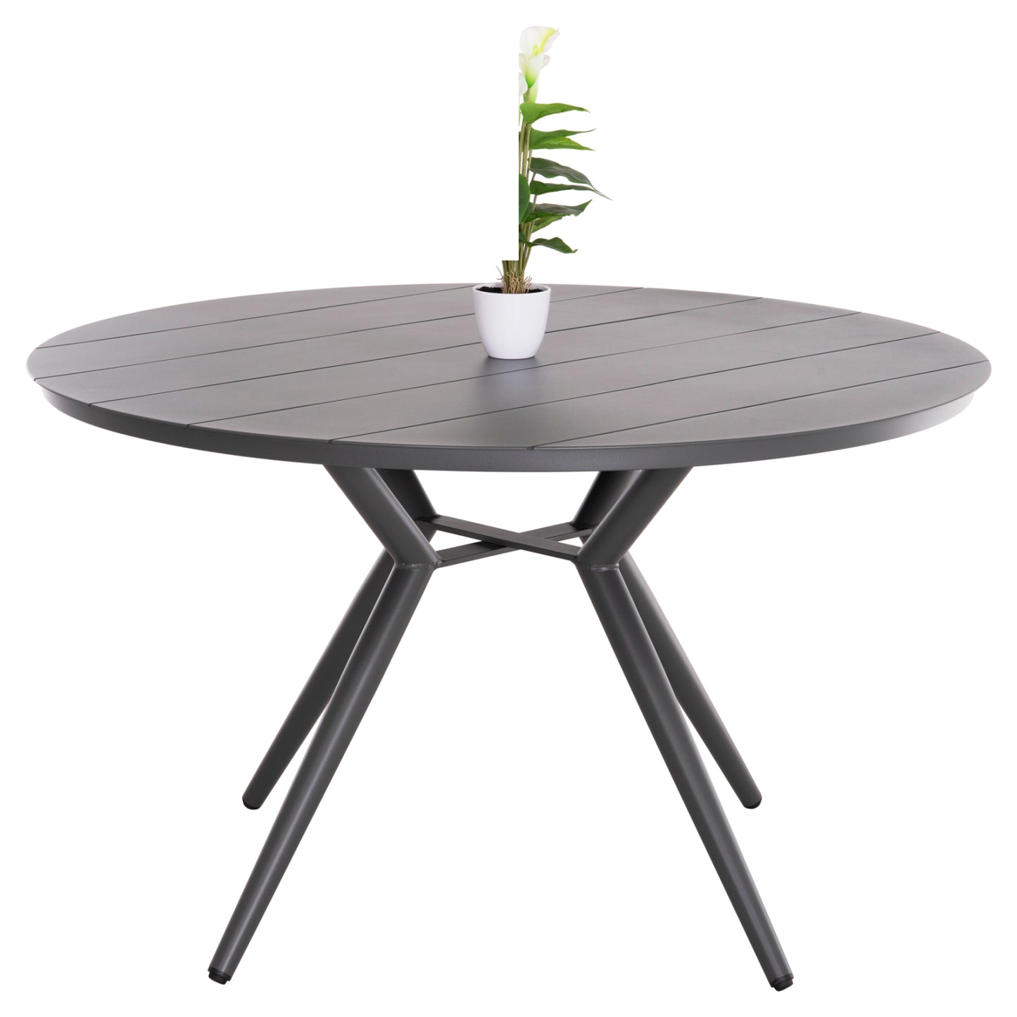 ROUND ALUMINUM TABLE HIGER HM6290.01 GREY Φ126x74Hcm. image 1