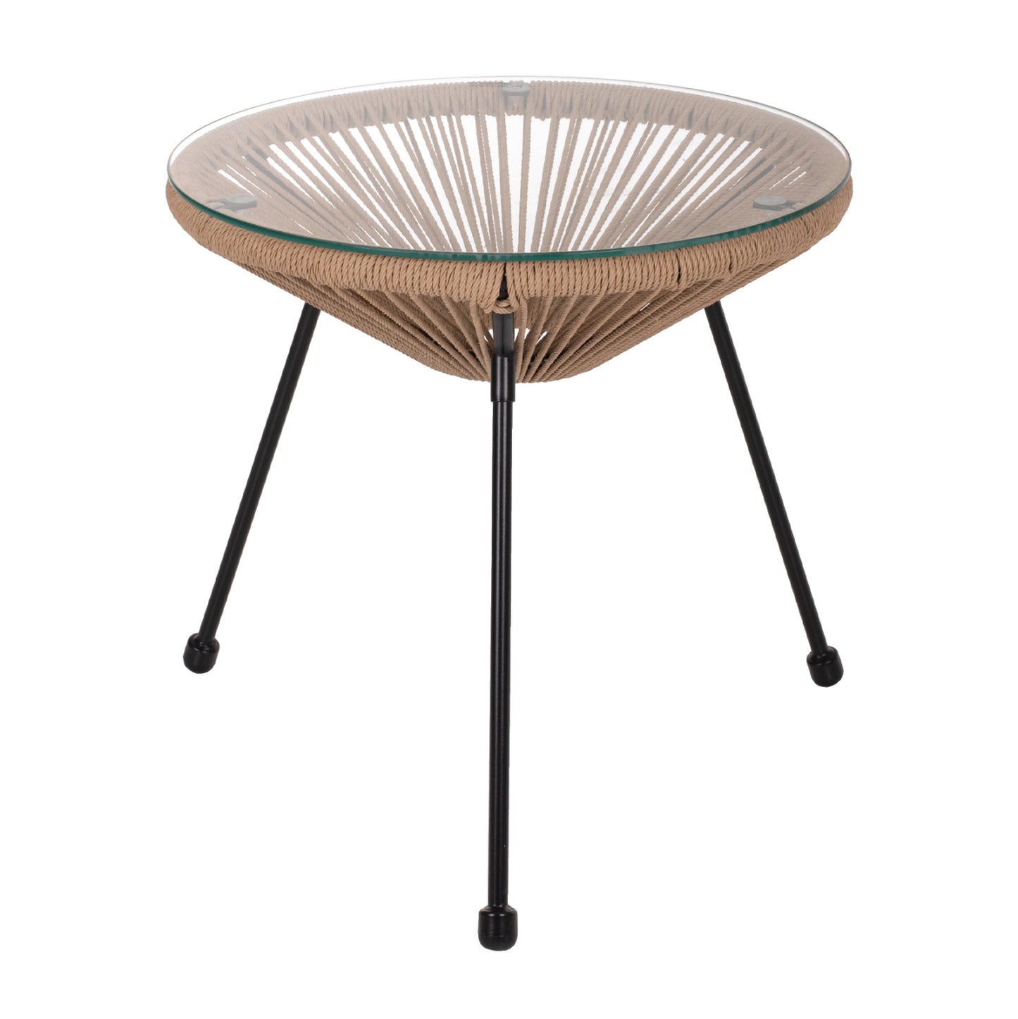 SIDE TABLE ALLEGRA PROFESSIONAL BLACK METAL LEGS RATTAN NATURAL HM5873.01 D47Χ45Hcm. image 1